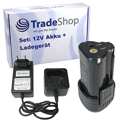 Trade-Shop 2in1 Set: Li-Ion Akku 12V / 2000mAh + Ladegerät für Worx H3 WX382.7 WX521 WX521.1 WX530 WX540 WX540.3 WX673 WX673.3 WX673.M WX677 WX677.7