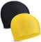 2 Pièces Bonnets de Bain Élastiques Bonnet de Natation en Tissu Confortable Bonnets de Bain Légers pour Femmes Hommes Enfants en Nageant (Noir, Jaune)