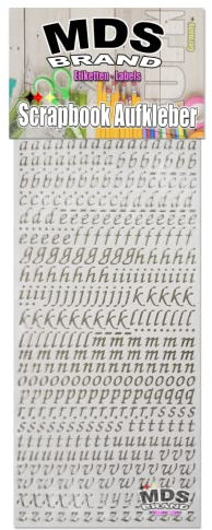 MDS Brand 1cm Buchstaben Aufkleber zum beschriften von Kerzen, Hochzeitskerze, Scrapbook, Kommunionkerzen oder dankeskarten, EIN Preisgünstige Alternative zu wachsbuchstaben 21-2 Klein (Silber a-z)
