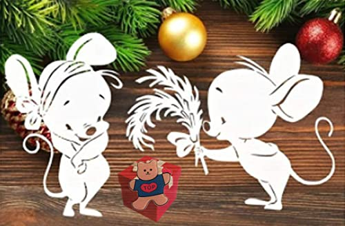 Stanzformen zur Kartengestaltung, Feder, Tier, Maus, Metall-Stanzformen, für Weihnachten, Liebe, Maus-Stanzformen, Schablonen für DIY Scrapbooking,Stanzschablonen zur Kartengestaltung, 2 Stück