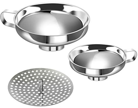 Canning Funnel with Strainer for Wide and Regular Mason Jars, Large Canning Funnels for Filling Bottles, Stainless Steel Food Funnel Set