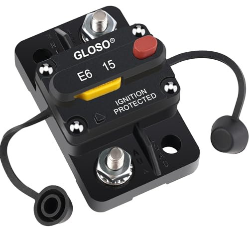 GLOSO Leistungsschalter Schalter Manuell Reset Schutzschalter Wasserdichtes Boot Kfz Batterie Auto Lastwagen 15 Ampere E69