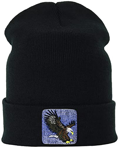 EXPRESS-STICKEREI Lustige Strickmütze - Warme Wintermütze mit Motiv Eagle - Strickmütze - Strickmütze - Beanie für Damen und Herren - Unisex Wollmütze - Tiermotiv Haube mit Spruch