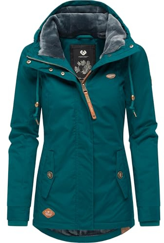 Ragwear Damen warme kurze Winterjacke mit Kapuze Monade Intl | Länge: po-bedeckend | Wärmegrad 3 von 3 – warm gefüttert | wasserabweisend | große Kapuze | für den Winter