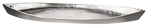 GILDE Deko Schale Boat Boot - Tablett für Adventsgesteck aus Aluminium - Farbe: Silber - Wohnzimmer Dekoration Schlüsselablage - Breite 60 cm
