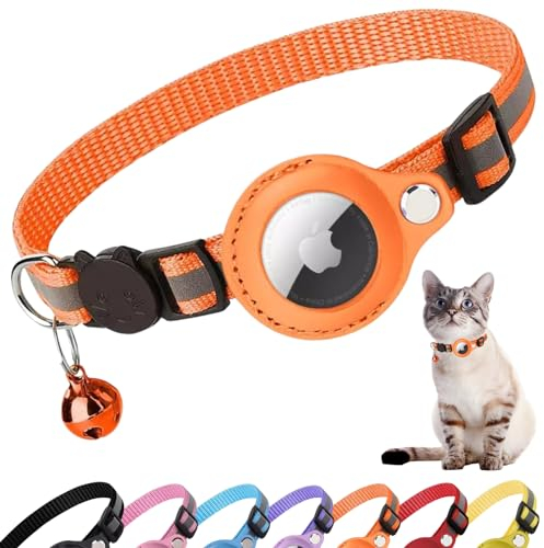 Croc-Cat airtag Katzenhalsband, Zubehör Kompatibel mit Apple Airtag, Halsband mit Sicherheitsschnalle Anti Strangulation für Kätzchen und kleine Hunde, GPS airtag Nicht inbegriffen!