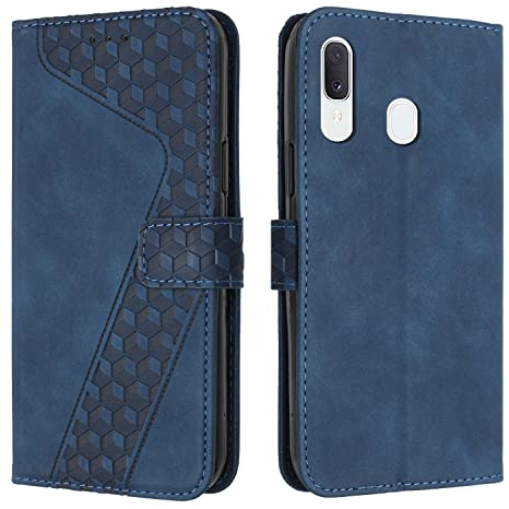 OKZone Kompatibel mit Samsung Galaxy A20/A30/M10S Hülle, Handyhülle Samsung A20/A30/M10S, PU Leder Tasche Wallet Schutzhülle Flip Cover Klappbar Etui mit Magnet Kartenfach TPU Lederhülle (Blau)