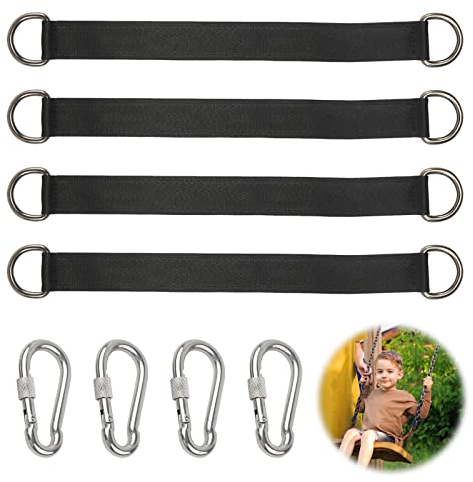 Swing Hanging Kit Hängematte, 4 Stücke Schaukel Befestigung Hängematte Befestigung Baumschaukelgurte Hängeset mit 4 D-Ringen für Indoor Outdoor Schaukel Hängematten