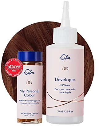eSalon Coloration Permanente - Sans Ammoniaque Sans PPD - Couvre 100% des cheveux blancs - Résultat Professionnel - Châtain Moyen Rouge Cuivré 5RC