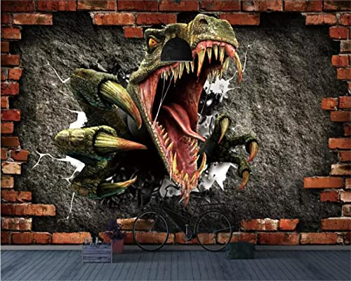 Fototapete 3D Effekt Tapeten Horror und Dinosaurier Größe:W400CMxH280CM Wandbilder Wallpaper Dekoration Moderne Wanddeko fur Wohnzimmer Schlafzimmer Büro