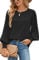 Damen Bluse Elegant Lässige Lose Tops Schwarz Einfarbig Herbst Oberteile Casual Mode Locker Doppellagig Langarmshirt Chiffon Hemdbluse Langarm Shirt Tunika Bekleidung