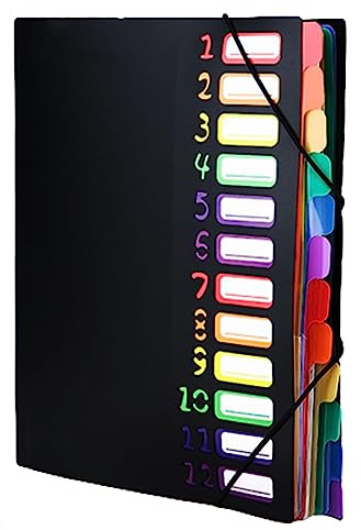 Dokumentenmappe A4, PP Kunststoff Ordnungsmappe, Erweiternde Dateiordner A4, Ordnungsmappe Pultordner, PP Kunststoff Ordnungsmappe Pultordner mit Gummizug,Wasserdicht,für Schule Bürobedarf