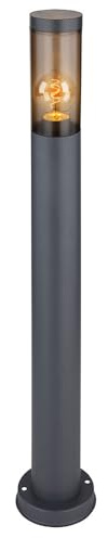 LED Standleuchte Außenbeleuchtung Sockelleuchte rauch anthrazit Außen Garten Stehlampe, Edelstahl Kunststoff, 1x E27 LED warmweiß, DxH 7,6x80 cm