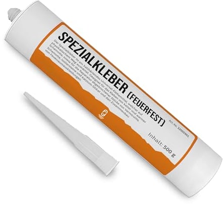 Feuerfest 123 - Feuerfester Kleber [500 Gramm] - Für Schamotte, Vermiculite & Silikat - Kleber 1.350 °C hitzebeständig - Reparieren, Kleben, Fixieren - Universal Hochtemperaturkleber alle Materialien