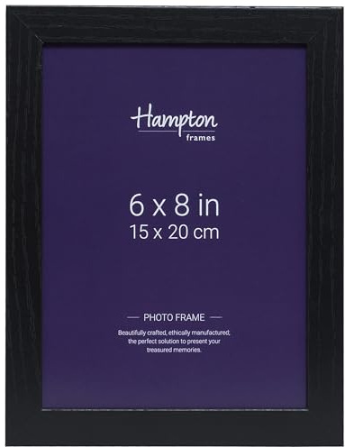 Hampton Frames | OXFORD Picture Frame | 6x8 Inch (15x20cm), Black, MDF, Acrylic Front | Freestanding or Wall Mount | Modern Display for Photos, Portraits, Artwork