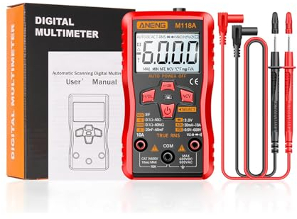 Multimetro Digitale,Kwoxet Multimetro con conteggi CAT IV 600 V TRMS 6000, Multimetro digitale automatico con display LCD e retroilluminazione per applicazioni automobilistiche ed elettriche