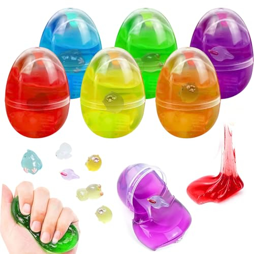 SPERMUOY Schleim Kinder,6 Pcs Schleim Eier Set,Schleim Crystal Clay Schleim zum Befüllen,Crystal Clay Schleim Spielzeug,vorgefüllte Ostereier gefüllt Ostereiersuche für Kinder Geschenk