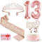 13. Geburtstag Mädchen Deko, 13. Geburtstag Krone und Schärpe, Happy Birthday Tortendeko Kerzen, Luftballons Rosegold, Geschenke für Mädchen 13 Jahre