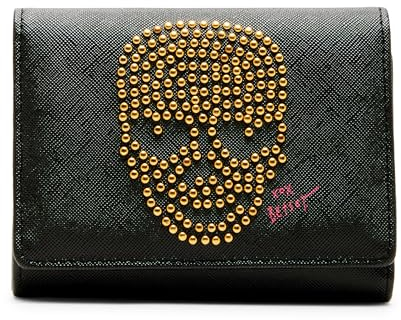 Betsey Johnson Skull Boss Trifold Wallet, Schwarz, Schwarz, Einheitsgröße
