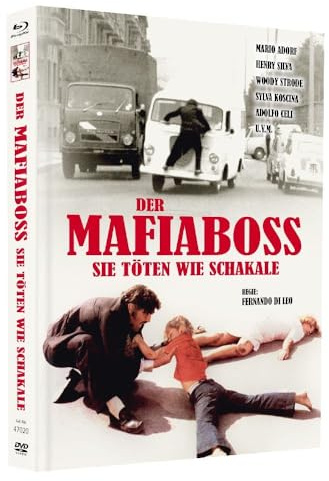 Der Mafiaboss - Sie töten wie Schakale - Mario Adorf + Henry Silva Mediabook Premium 28seitiges Booklet Cover A - Inkl. Poster A4, 2seitig gefaltet, 7 Postkarten + 1 Untersetzer - Limitiert