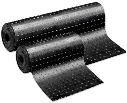 TAPPETO GOMMA NERO 100/150cm IN PVC COPERTURA PAVIMENTO LARGO 100/150cm BOLLO BULLONATO (Metri 1x2)