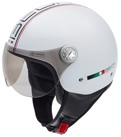BEON Design – Jethelm mit Visier – Geeignet als Scooter-Moped-Motormoped-Helm – Retro-Helm Scooter für Erwachsene – Inkl. Helmtasche