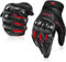 BORLENI Motorradhandschuhe Atmungsaktive Motorradhandschuhe Leder Vollfinger Knöchelschutzpolster Touchscreen Rot XXL