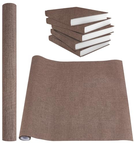 BENECREAT 120x40cm Buchbindetuch, Leinen Bucheinband Stoff Oberfläche Buchtuch Zum Buchbinden Polsterstoff Zum Buchschutz DIY Basteln Scrapbooking, Kaffee