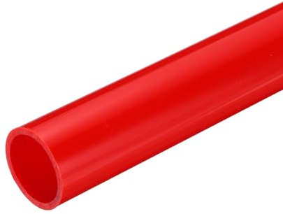 sourcing map PVC Rigid Tube Round Pipe Hardware Tubing 27.2mm ID 32mm OD 350mm Red High Impact for Water Pipe,Crafts,Cable Sleeve