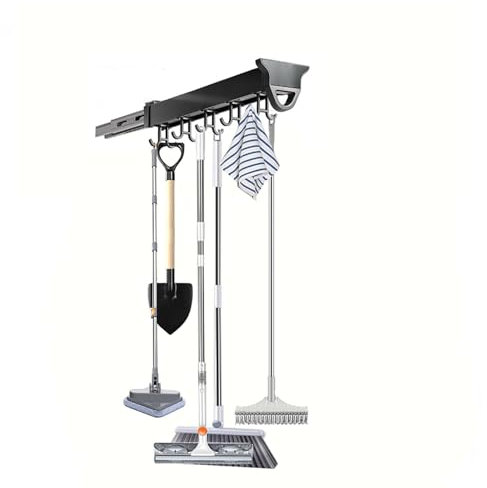 YUZDNM Support De Balai Et De Serpillère Extractible, Organisateur De Rangement Coulissant pour Placard, Organisation Et Rangement De La Buanderie, Crochets D'organisation du Garage(22.04in-20 Hook)