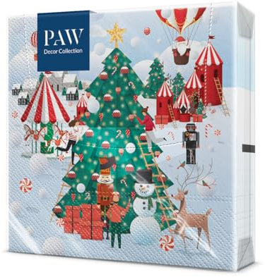 PAW - Servietten 3-lagig (33 x 33 cm) I 20 Stück I Papierservietten Bunt Perfekt für den Weihnachtstisch I Servietten - Weihnachten, Winter, Schnee I Christmas Atmosphere