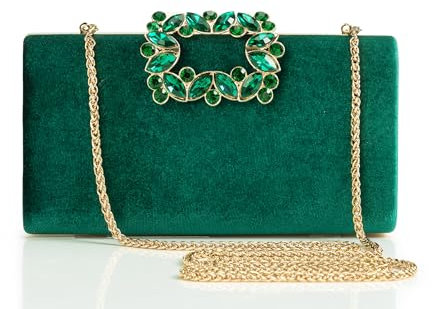 BABEYOND Clutch-Geldbörsen für Damen – Samt-Abendtasche mit Kristallverzierung, Handtasche für Braut, Party, Abschlussball, Hochzeit, Grün