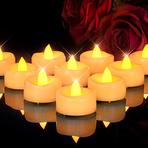 merrynights Flameless Candles, 100 Pack LED Tea Lights Candles Battery Operated, Last 200+ Hrs Flickering Tea Lights for Halloween Diwali Fall Christmas Wedding Warm Yellow