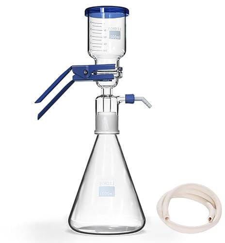 SNBGRYE Laboratory Glass Filter Unit, 1000ml Vacuum Filter Assembly + 300ml Filter Cup, 200° High Temperature Resistance, Solvent Filter