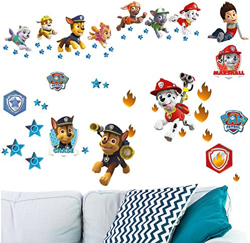 alles-meine.de GmbH 53 TLG. Set XL Wandtattoo/Sticker - P. Patrol - Hunde - Wandsticker - Aufkleber für Kinderzimmer - selbstklebend + wiederverwendbar + wasserfest - K..