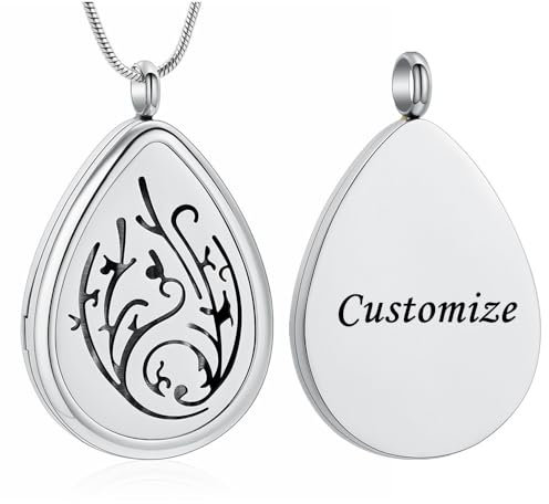 VCCWYQK Aromatherapy Essential Oil Diffuser Necklace Tree of Life Pattern Stainless Steel Teardrop Locket Pendant
