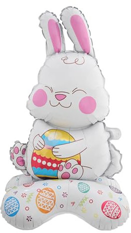 DazzJoy Osterhase Folienballon Stehend, XXL Luftballon Osterhase Deko Stehender Ballon, Ostern Deko Luftballons Kindergeburtstag Mädchen Junge, Osterdeko Hase Helium Ballons für Osterdeko Outdoor