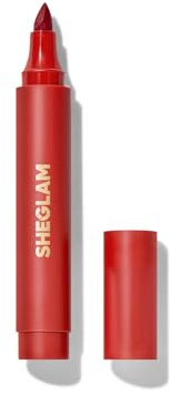 SHEGLAM Love Stained Lip Tint Marker Matte Red Lip Stain Pen Highly Pigmented Long-Lasting Lip Liner Contour Tint Lip Makeup-Pure Love