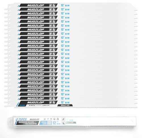 MUOZLOP Juego de 25 hojas de sierra de calar de 30 cm, hoja de sierra de calar de 14 TPI para sierra de calar, para hojas de sierra de calar de madera/metal (25, 14TPI 300 mm)