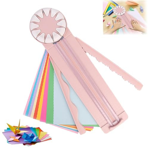 12-in-1 Papierschneider, Schneidemaschine Papier Mit Schnittlinienführung und Seitenlineal, Multifunktionale Papier Schneidemaschine für Bastelpapier, Postkarte, Scrapbook, A4-A5-Papier (Rosa)