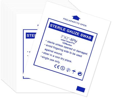 50 Pcs Sterile Gauze Pads 5x5cm,Gauze Dressings for Wounds Sterile,Sterile Gauze Swabs,Medical Gauze Pads,Dressing Pads,Fabric Bandage Compressed Cleaning Steril Wash,for Home Outdoor First Aid Kits