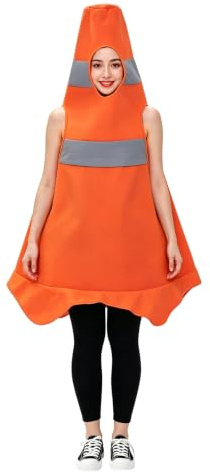 Adults Traffic Cone Costume for Women and Men - Funny Construction Cone Fancy Dress for Halloween Dress Up Party, One Size