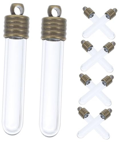 JECOMPRIS 10Pcs Mini Glass Wish Bottles Tube Shaped Clear Craft Jars with Plug and Cap for DIY Decoration and present for Potpourri and Gemstones