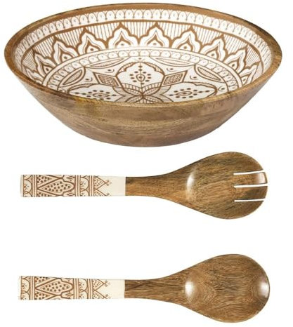 Planete Discount Set Saladier + Couverts en manguier Mira Orange