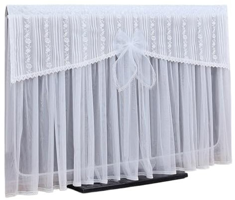 WYBZDA Cubierta de TV Todo Incluido A Prueba de Humedad Cubierta Antipolvo para TV Transpirable Encaje Decoración Funda para Televisor para El Salón(Blanco,43inches)
