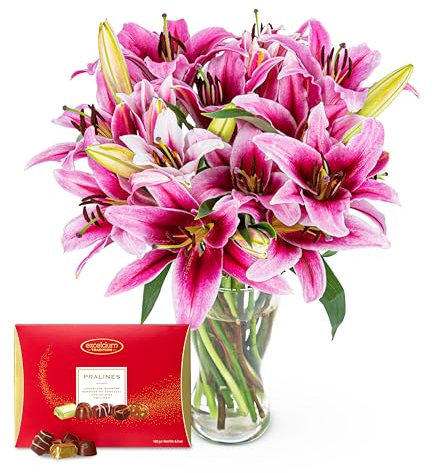Lys observateur – Composition florale fraîche livrée à la main – Cadeau élégant avec expédition le lendemain – Idéal pour un anniversaire, un anniversaire, des condoléances, une célébration ou un