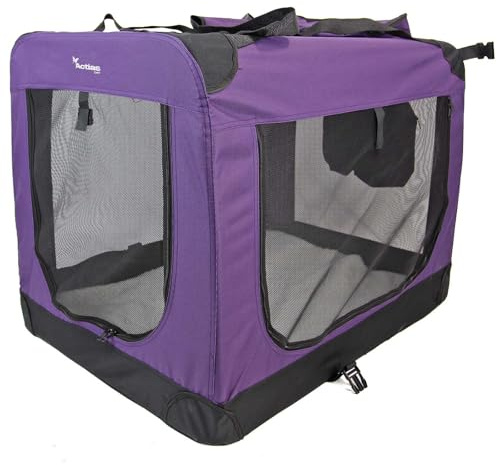 Actiaspet Fabric Pet Carrier Crate – Soft-Sided Travel Kennel for Dogs, Cats & Puppies – Foldable with Faux Sheepskin Bed, Mesh Windows, Treat Bag