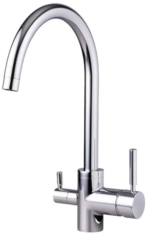 SLCHJX Waschbecken Wasserhahn Weg Wasserfilter Wasserhahn Küche Wasserhahn, massives Messing Granit durchdringend Silber Dreifachfluss, Küchenspüle Wasserhahn