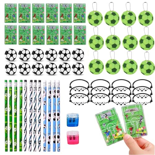 Aoksily 62 Pezzi Gadget Calcio Compleanno Bambini, Calcio Regalini Fine Festa Compleanno Bambino, Riempitivi di Pinata Kit Compleanno Calcio per Ragazzi e Ragazze