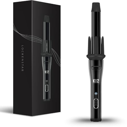KU2 Cosmetics Lockenstab Automatisch – Curling Iron mit 5 Greiffingern für große Locken, Keramikbeschichtung – Temperaturautomatik (150–205 °C) – 30 s Aufheizzeit